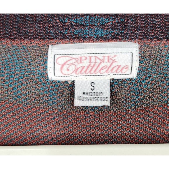 Pink Cattlelac Sweater Womens Small Southwestern Open Front Fringed Cardigan - Picture 3 of 10